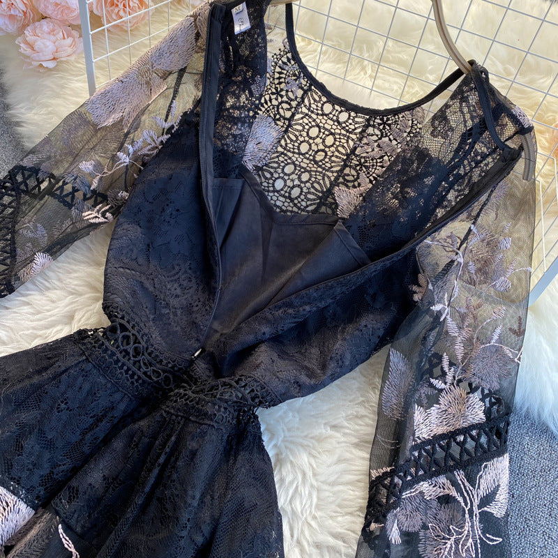 ✨Robe Élégante à Broderies – Jupe A-Line Taille Haute, Idéale pour les Occasions Spéciales ✨