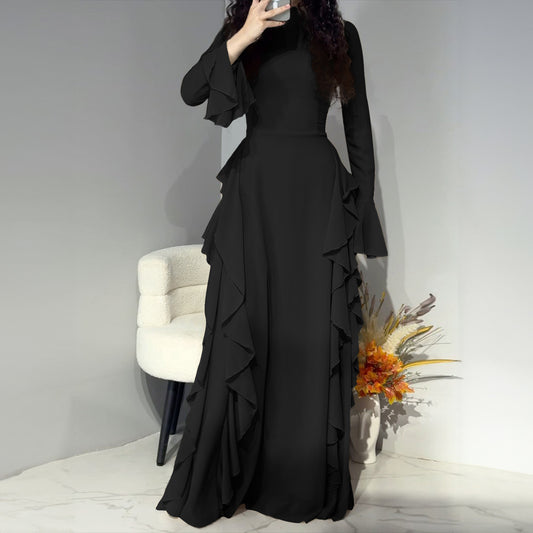 ✨ Robe Élégante à Taille Haute – Manches Évasées & Coupe Chic ✨